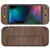 PlayVital AlterGrips Glossy Protective Slim Case for Nintendo Switch OLED, Ergonomic Grip Cover for Joycon, Dockable Hard Shell for Switch OLED w/Thumb Grip Caps & Button Caps - Wood Grain - JSOYS2001