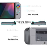 PlayVital AlterGrips Protective Slim Case for Nintendo Switch OLED, Ergonomic Grip Cover for Joycon, Dockable Hard Shell for Switch OLED with Thumb Grip Caps & Button Caps - SFC SNES Classic EU Style - JSOYY7001