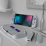 PlayVital AlterGrips Protective Slim Case for Nintendo Switch OLED, Ergonomic Grip Cover for Joycon, Dockable Hard Shell for Switch OLED with Thumb Grip Caps & Button Caps - Classics SNES Style - JSOYY7003