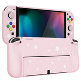 PlayVital AlterGrips Protective Slim Case for Nintendo Switch OLED, Ergonomic Grip Cover for Joycon, Dockable Hard Shell for Switch OLED with Thumb Grip Caps & Button Caps - Cherry Blossoms Petals - JSOYY7004