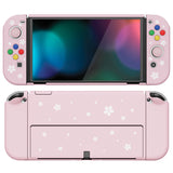 PlayVital AlterGrips Protective Slim Case for Nintendo Switch OLED, Ergonomic Grip Cover for Joycon, Dockable Hard Shell for Switch OLED with Thumb Grip Caps & Button Caps - Cherry Blossoms Petals - JSOYY7004