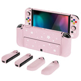 PlayVital AlterGrips Protective Slim Case for Nintendo Switch OLED, Ergonomic Grip Cover for Joycon, Dockable Hard Shell for Switch OLED with Thumb Grip Caps & Button Caps - Cherry Blossoms Petals - JSOYY7004