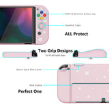 PlayVital AlterGrips Protective Slim Case for Nintendo Switch OLED, Ergonomic Grip Cover for Joycon, Dockable Hard Shell for Switch OLED with Thumb Grip Caps & Button Caps - Cherry Blossoms Petals - JSOYY7004