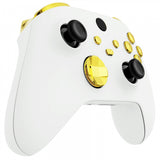 eXtremeRate Chrome Gold Replacement Buttons for Xbox Series S & Xbox Series X Controller, LB RB LT RT Bumpers Triggers D-pad ABXY Start Back Sync Share Keys for Xbox Series X/S Controller  - JX3201