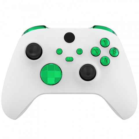 eXtremeRate Chrome Green Replacement Buttons for Xbox Series S & Xbox Series X Controller, LB RB LT RT Bumpers Triggers D-pad ABXY Start Back Sync Share Keys for Xbox Series X/S Controller  - JX3206