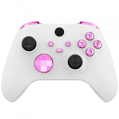 eXtremeRate Chrome Pink Replacement Buttons for Xbox Series S & Xbox Series X Controller, LB RB LT RT Bumpers Triggers D-pad ABXY Start Back Sync Share Keys for Xbox Series X/S Controller  - JX3207