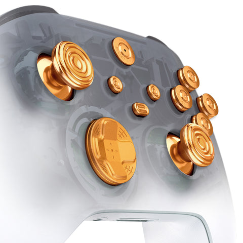 eXtremeRate 11 in 1 Custom Gold Metal Buttons for Xbox Series X/S Controller, Aluminum Alloy Dpad Start Back Share Button, Replacement Thumbsticks, Home ABXY Bullet Buttons for Xbox Core Controller - JX3E001