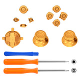 eXtremeRate 11 in 1 Custom Gold Metal Buttons for Xbox Series X/S Controller, Aluminum Alloy Dpad Start Back Share Button, Replacement Thumbsticks, Home ABXY Bullet Buttons for Xbox Core Controller - JX3E001