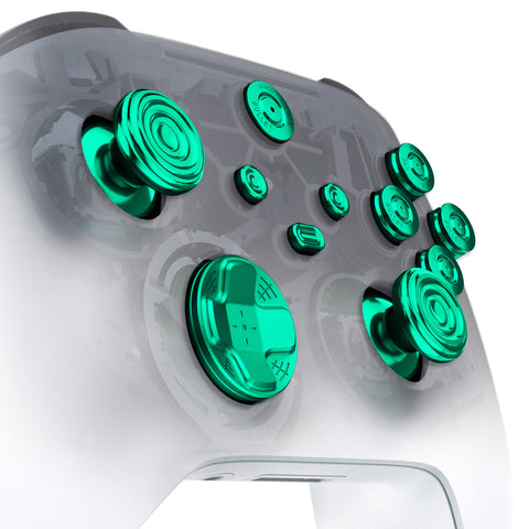 eXtremeRate 11 in 1 Custom Green Metal Buttons for Xbox Series X/S Controller, Aluminum Alloy Dpad Start Back Share Button, Replacement Thumbsticks, Home ABXY Bullet Buttons for Xbox Core Controller - JX3E006