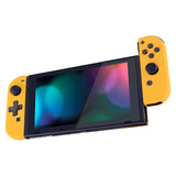 eXtremeRate Soft Touch Caution Yellow Joycon Handheld Controller Housing (D-Pad Version) with Full Set Buttons, DIY Replacement Shell Case for NS Switch JoyCon & OLED JoyCon - Console Shell NOT Included - JZP305