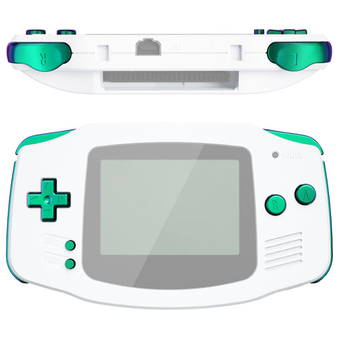 eXtremeRate Chameleon Green Purple GBA Replacement Full Set Buttons for Gameboy Advance - Handheld Game Console NOT Included - KAG2002