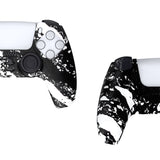 PlayVital Water Transfer Printing White Splash Patterned Anti-Slip Silicone Cover Skin Soft Rubber Case Protector for PS5 Controller with 6 Thumb Grip Caps - KOPF023