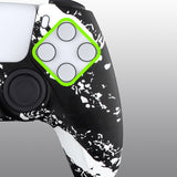 PlayVital Water Transfer Printing White Splash Patterned Anti-Slip Silicone Cover Skin Soft Rubber Case Protector for PS5 Controller with 6 Thumb Grip Caps - KOPF023