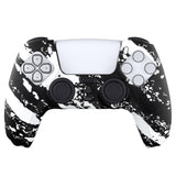 PlayVital Water Transfer Printing White Splash Patterned Anti-Slip Silicone Cover Skin Soft Rubber Case Protector for PS5 Controller with 6 Thumb Grip Caps - KOPF023