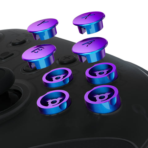 eXtremeRate Chameleon Purple Blue Interchangeable ABXY Buttons for Nintendo Switch Pro Controller, DIY Swappable Replacement ABXY for NS Pro Controller- Controller NOT Included - KRH601