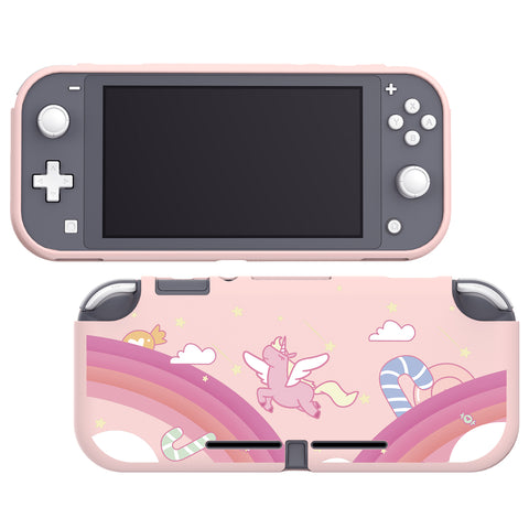 PlayVital Candy Rainbow Unicorn Custom Protective Case for NS Switch Lite, Soft TPU Slim Case Cover for NS Switch Lite - LTU6002