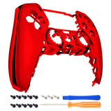 eXtremeRate Chrome Red Glossy DIY Accessories Replacement Front Housing Shell Compatible with ps5 Controller, Custom Faceplate Compatible with ps5 Controller - Touchpad NOT Included - MPFD4003