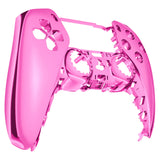 eXtremeRate Chrome Pink Glossy DIY Accessories Replacement Front Housing Shell Compatible with ps5 Controller, Custom Faceplate Compatible with ps5 Controller - Touchpad NOT Included - MPFD4007