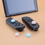 PlayVital Switch Joystick Caps, Switch Lite Thumbstick Caps, Silicone Analog Cover for Joycon of Switch OLED, Thumb Grip Rocker Caps for Nintendo Switch & Switch Lite - Cherry Blossoms & Heaven Blue - NJM1001