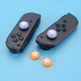 PlayVital Switch Joystick Caps, Switch Lite Thumbstick Caps, Silicone Analog Cover for Joycon of Switch OLED, Thumb Grip Rocker Caps for Nintendo Switch & Switch Lite - Light Violet & Caution Yellow - NJM1004