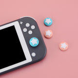 PlayVital Switch Joystick Caps, Switch Lite Thumbstick Caps, Silicone Analog Cover for Joycon of Switch OLED, Thumb Grip Rocker Caps for Nintendo Switch & Switch Lite - Mandys Pink & Bondi Blue - NJM1006