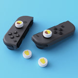 PlayVital Cheese & Pudding Cute Switch Thumb Grip Caps, White Joystick Caps for Nintendo Switch Lite, Silicone Analog Cover Thumbstick Grips for Joycon of Switch OLED - NJM1095