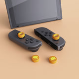 PlayVital Cheese & Pudding Cute Switch Thumb Grip Caps, Caution Yellow Joystick Caps for NS Switch Lite, Silicone Analog Cover Thumbstick Grips for Joycon of Switch OLED - NJM1100