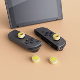 PlayVital Cheese & Pudding Cute Switch Thumb Grip Caps, Cream Yellow Joystick Caps for NS Switch Lite, Silicone Analog Cover Thumbstick Grips for Joycon of Switch OLED - NJM1101