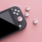 PlayVital Rabbit & Squirrel Cute Switch Thumb Grip Caps, Pale Red Joystick Caps for NS Switch Lite, Silicone Analog Cover Thumbstick Grips for Joycon of Switch OLED - NJM1119