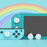 PlayVital Rainbow Clouds & Rainy Clouds Cute Switch Thumb Grip Caps, Joystick Caps for NS Switch Lite, Silicone Analog Cover Thumbstick Grips for Joycon of Switch OLED - NJM1165