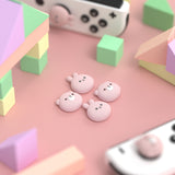 PlayVital Switch Joystick Caps, Switch Lite Thumbstick Caps, Silicone Analog Cover for Joycon of Switch OLED, Thumb Grip Rocker Caps for Nintendo Switch & Switch Lite - Chubby Bear & Smiley Bunny With Pink - NJM1176