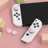 PlayVital Switch Joystick Caps, Switch Lite Thumbstick Caps, Silicone Analog Cover for Joycon of Switch OLED, Thumb Grip Rocker Caps for Nintendo Switch & Switch Lite - Chubby Bear & Smiley Bunny With Pink - NJM1176