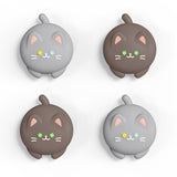 PlayVital Cutie Kitty Switch Joystick Caps, Switch Lite Thumbstick Caps, Silicone Analog Cover for Joycon Switch OLED, Thumb Grip Rocker Caps for Nintendo Switch & Switch Lite - Fleeting Gray & Dark Brown - NJM1182