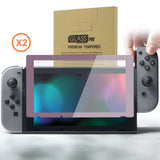 eXtremeRate 2 Pack Antique Dark Grayish Violet Transparent HD Clear Saver Protector Film, Tempered Glass Screen Protector for Nintendo Switch [Anti-Scratch, Anti-Fingerprint, Shatterproof, Bubble-Free] - NSPJ0711