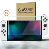 PlayVital White Border Tempered Glass Screen Protector for NS Switch OLED, Anti-Scratch Bubble Free Transparent HD Clear Protector Film for Switch OLED - 2 Pack Included - NTA8005