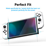 PlayVital White Border Tempered Glass Screen Protector for NS Switch OLED, Anti-Scratch Bubble Free Transparent HD Clear Protector Film for Switch OLED - 2 Pack Included - NTA8005