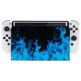 PlayVital Blue Flame Custom Dock Cover for Nintendo Switch OLED, Dust Anti Scratch PC Hard Faceplate Shell Cover for Nintendo Switch OLED Charging Dock - Dock NOT Included - NTG8003