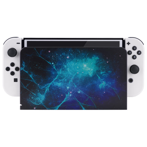 PlayVital Blue Nebula Custom Dock Cover for Nintendo Switch OLED, Dust Anti Scratch PC Hard Faceplate Shell Cover for Nintendo Switch OLED Charging Dock - Dock NOT Included - NTG8006