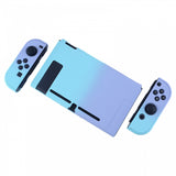 PlayVital Back Cover for Nintendo Switch Console, NS Joycon Handheld Controller Separable Protector Hard Shell, Soft Touch Custom Protective Case for Nintendo Switch - Gradient Violet Blue - NTP329