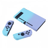 PlayVital Back Cover for Nintendo Switch Console, NS Joycon Handheld Controller Separable Protector Hard Shell, Soft Touch Custom Protective Case for Nintendo Switch - Gradient Violet Blue - NTP329