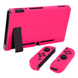 PlayVital Bright Pink Back Cover for NS Switch Console, NS Joycon Handheld Controller Separable Protector Hard Shell, Soft Touch Customized Dockable Protective Case for NS Switch - NTP340