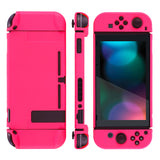 PlayVital Bright Pink Back Cover for NS Switch Console, NS Joycon Handheld Controller Separable Protector Hard Shell, Soft Touch Customized Dockable Protective Case for NS Switch - NTP340