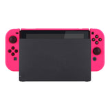 PlayVital Bright Pink Back Cover for NS Switch Console, NS Joycon Handheld Controller Separable Protector Hard Shell, Soft Touch Customized Dockable Protective Case for NS Switch - NTP340