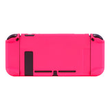 PlayVital Bright Pink Back Cover for NS Switch Console, NS Joycon Handheld Controller Separable Protector Hard Shell, Soft Touch Customized Dockable Protective Case for NS Switch - NTP340