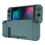 PlayVital Hunter Green Back Cover for NS Switch Console, NS Joycon Handheld Controller Separable Protector Hard Shell, Soft Touch Customized Dockable Protective Case for NS Switch - NTP342