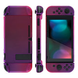 PlayVital Clear Atomic Purple Rose Red Back Cover for NS Switch Console, NS Joycon Handheld Controller Separable Protector Hard Shell, Soft Touch Customized Dockable Protective Case for NS Switch - NTP345