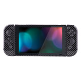 PlayVital Graphite Carbon Fiber Pattern Glossy Back Cover for NS Switch Console, NS Joycon Handheld Controller Separable Protector Hard Shell, Customized Dockable Protective Case for NS Switch - NTS201