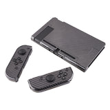 PlayVital Graphite Carbon Fiber Pattern Glossy Back Cover for NS Switch Console, NS Joycon Handheld Controller Separable Protector Hard Shell, Customized Dockable Protective Case for NS Switch - NTS201