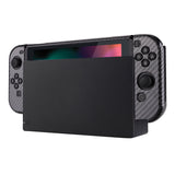 PlayVital Graphite Carbon Fiber Pattern Glossy Back Cover for NS Switch Console, NS Joycon Handheld Controller Separable Protector Hard Shell, Customized Dockable Protective Case for NS Switch - NTS201