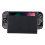 PlayVital Graphite Carbon Fiber Pattern Glossy Back Cover for NS Switch Console, NS Joycon Handheld Controller Separable Protector Hard Shell, Customized Dockable Protective Case for NS Switch - NTS201